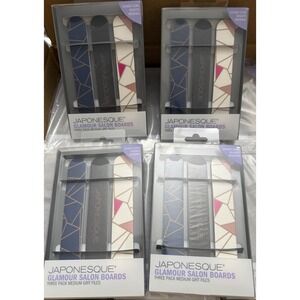 Japonesque Nail Files 3-Pack Lot of 4 Medium Grit Salon Boards NEW